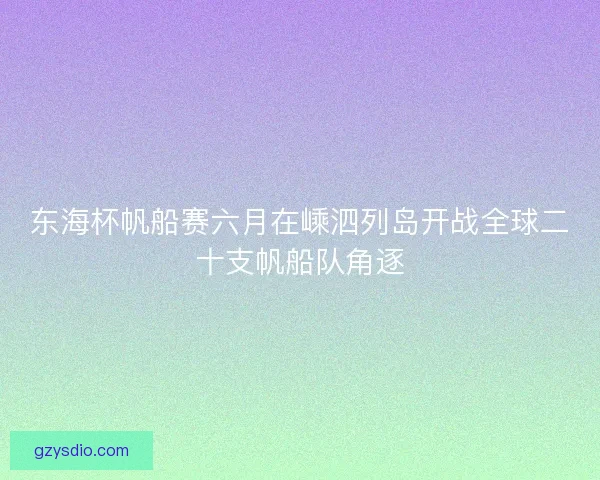 东海杯帆船赛六月在嵊泗列岛开战全球二十支帆船队角逐