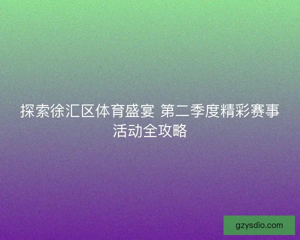 探索徐汇区体育盛宴 第二季度精彩赛事活动全攻略