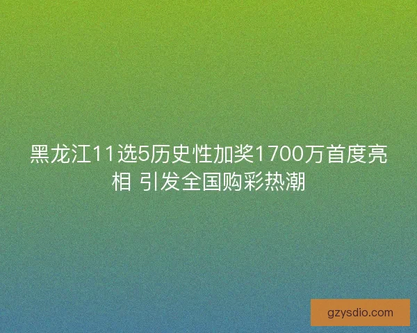 黑龙江11选5历史性加奖1700万首度亮相 引发全国购彩热潮